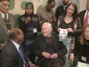 Kefale Alemu with Tony Benn at West Minter Palace (House of Commons in 2008)